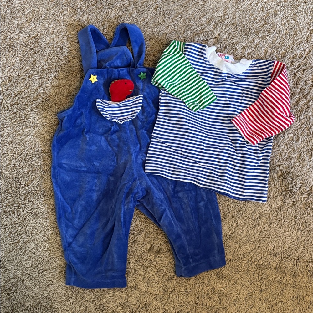 Vintage Sweet Potatoes 2 piece set, dinosaur, 12 months